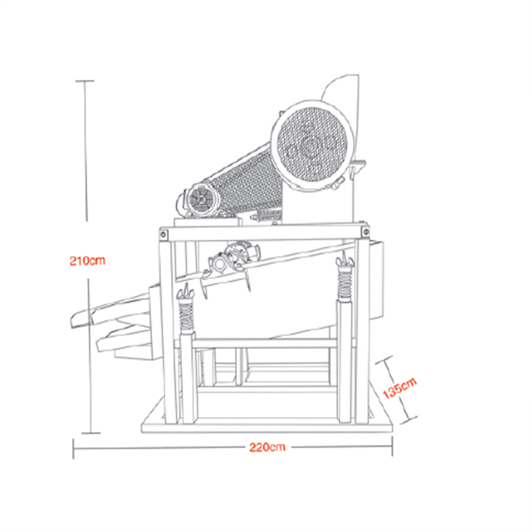 Stone crushing machine with vibrating screen
